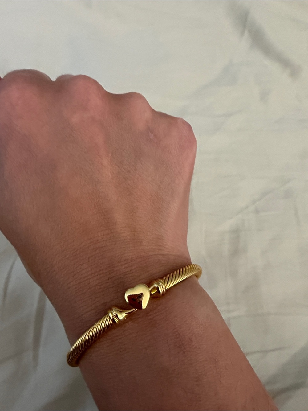 DY Gold Heart Cable-Style Women's Bracelet